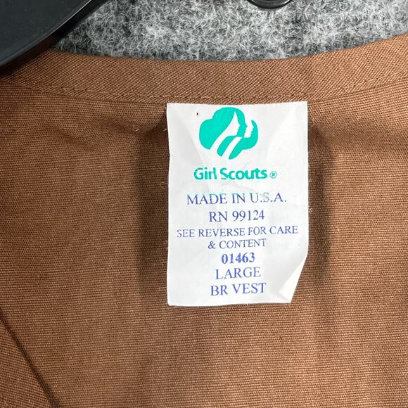 Girl scouts Vest Large Brown USA‎ made Scouting Vintage Brownies Patches Cactus - Picture 3 of 7